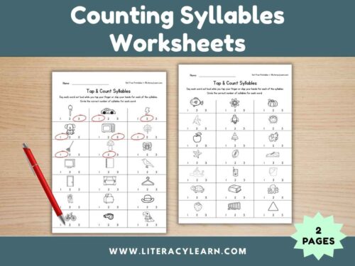 Counting Syllables Worksheets