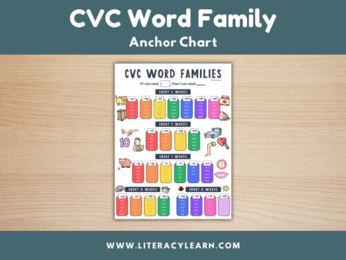 Cover photo showing CVC word family anchor chart.
