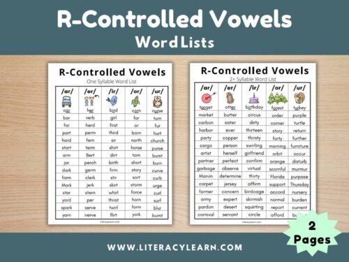 R-Controlled Vowel Word Lists