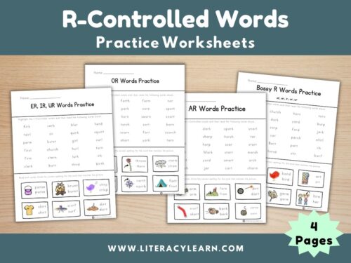 Cover photo for r-controlled practice worksheets.