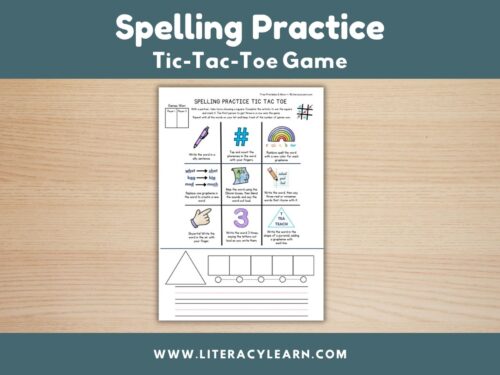 Cover photo for spelling practice tic tac toe game.