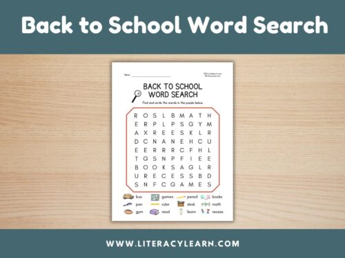 Cover photo for back to school word search.
