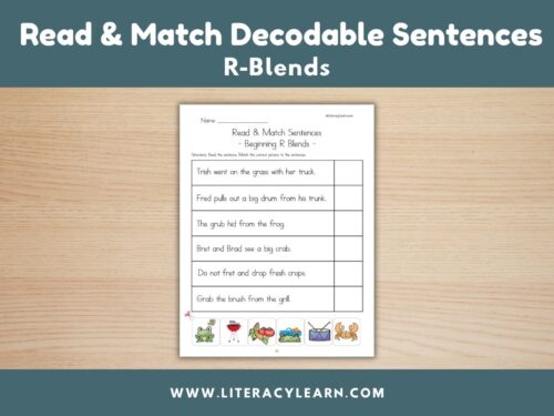 Decodable Sentences Read & Match: R-Blends