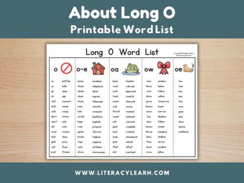 About Long O: Printable Word List
