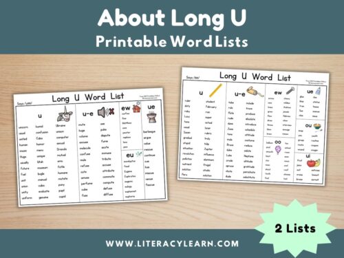 Long u word list cover photo.