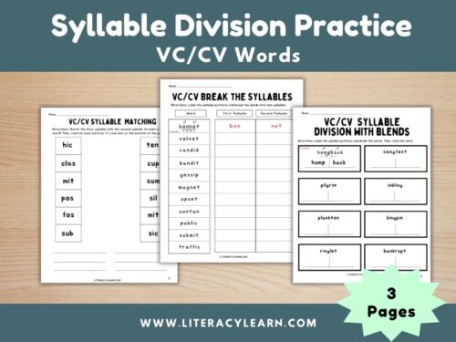 Syllable division practice VCCV cover.