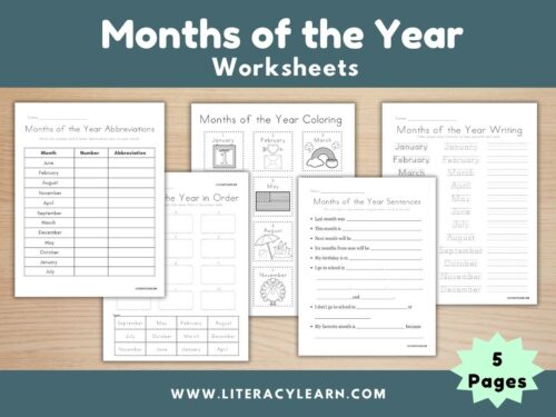 Months of the Year Worksheets