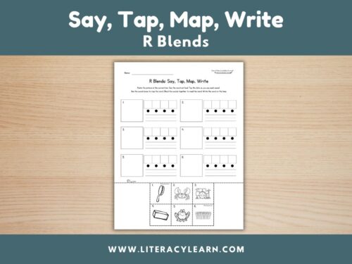 Graphic titled, "Say, Map, Tap, Write: R Blends."