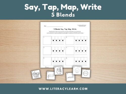 Graphic titled, "Say, Map, Tap, Write: S Blends."