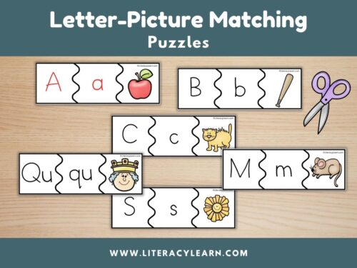 Graphic titled, "Letter-Picture Matching Puzzles."