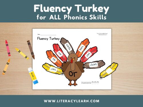 Graphic titled, "Fluency Turkey for ALL Phonics Skills."
