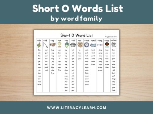 Short O Words List