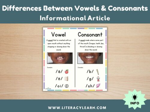 Cover photo for the differences between vowels and consonants.