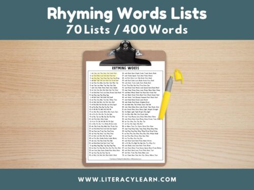 Rhyming Words Lists