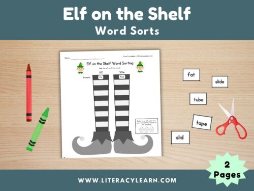 Cover for Elf on the Shelf Word Sort activity.