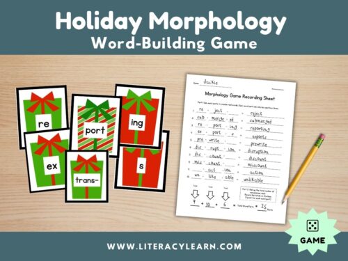 Cover photo showing holiday morphology game.