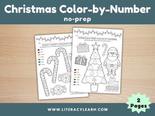 Graphic titled, "Christmas Color-by-Number: No Prep."