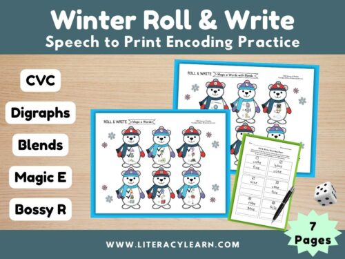 Cover photo showing winter roll and write activities.