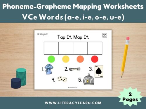 Graphic showing word mapping worksheet with VCe words.