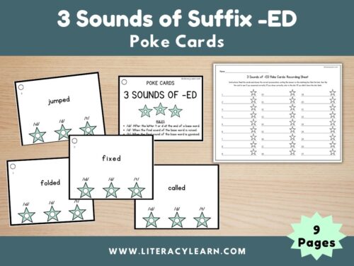 Poke Cards: 3 Sounds of Suffix -ED