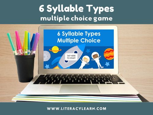 Space-Themed 6 Syllable Types Multiple Choice