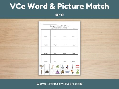 A-E Word & Picture Matching Worksheet (Silent E Words)
