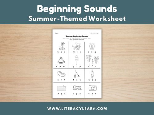 Summer Beginning Sounds Worksheet