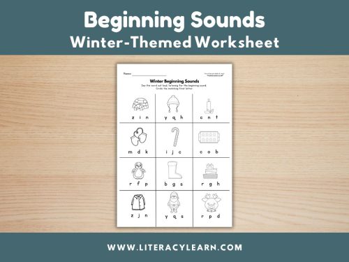 Winter Beginning Sounds Worksheet