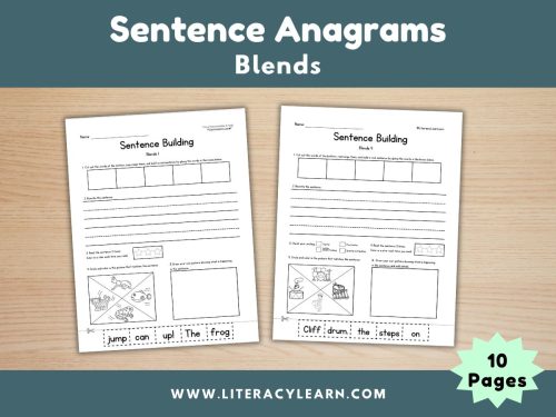 Sentence Anagram Worksheets: Blends