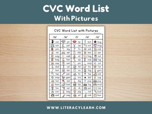CVC Word List with Pictures