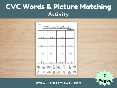 CVC Picture Matching Worksheets