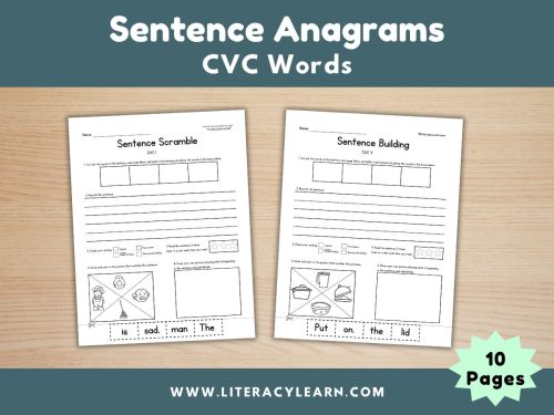 Sentence Anagram Worksheets: CVC