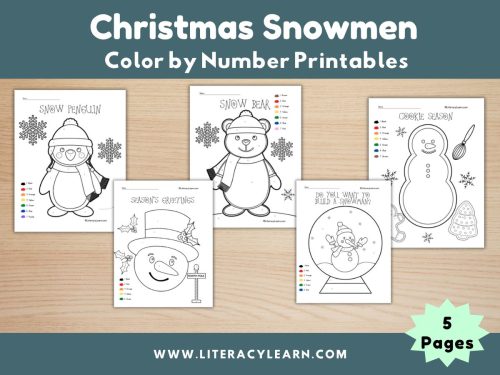 Christmas Snowmen Color by Number Sheets