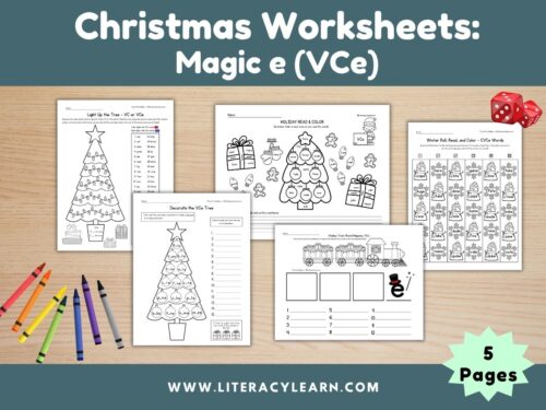 Christmas VCe Worksheets (Silent E)