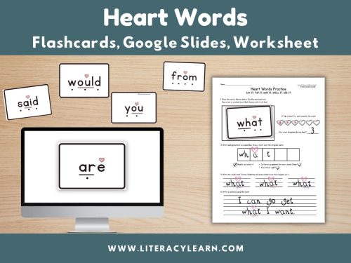Heart Words: Flashcards, Google Slides, & Word Mapping Worksheet