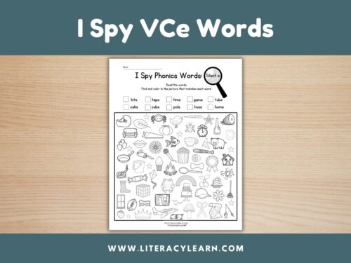 Graphic titled, "I Spy VCe Words."