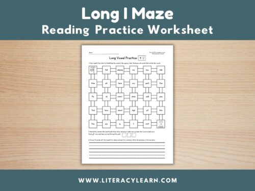 Graphic titled, "long I maze worksheet."