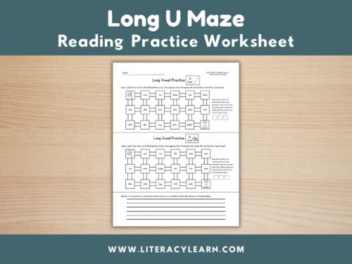 Graphic titled, "Long U Maze worksheet."