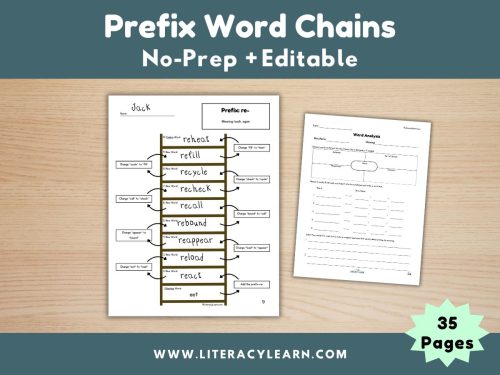 Prefixes Word Chaining Printables