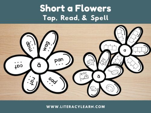 Graphic titled, "Short A Flowers: Tap, Read, and Spell."