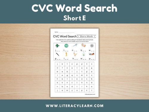 CVC Word Search - Short E