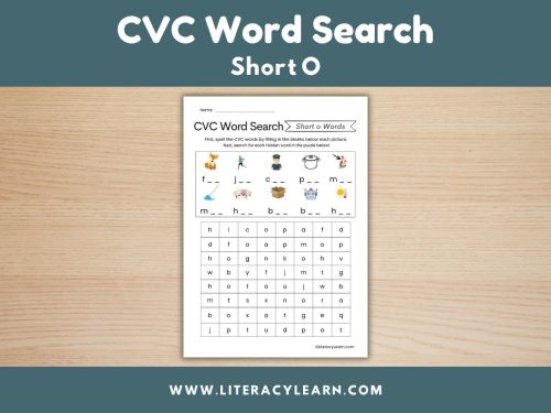 CVC Word Search - Short O
