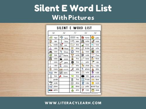 VCe Word List with Pictures (Silent E)