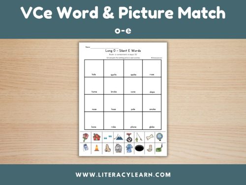 O-E Word & Picture Matching Worksheet (Silent E Words)