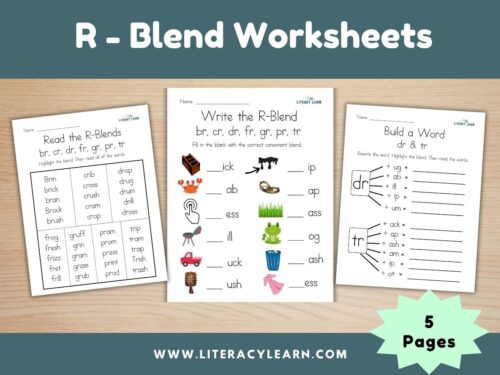 Cover photo for r-blend worksheets.