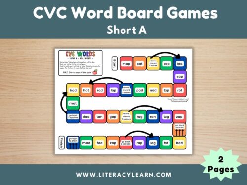 CVC Word Board Games: Short A