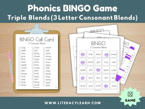 Phonics Bingo: Triple Blends (3 Letter Blends)