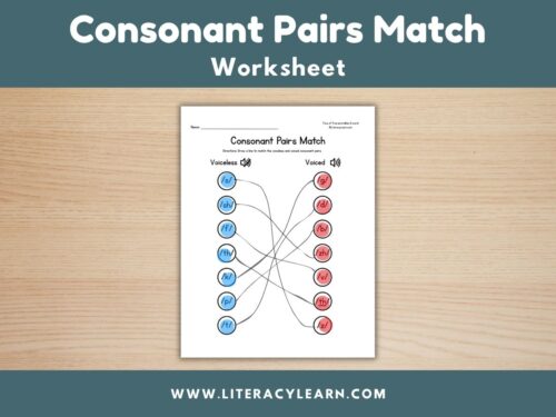 Graphic showing a worksheet designed for identifying consonant pairs.