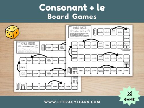 Graphic titled, "Consonant+le Board Games."