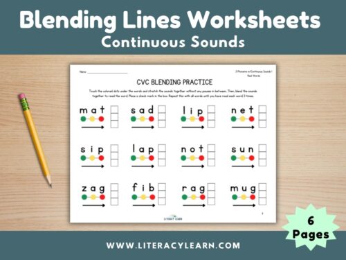 Cover photo for blending lines worksheets with continuous sounds.